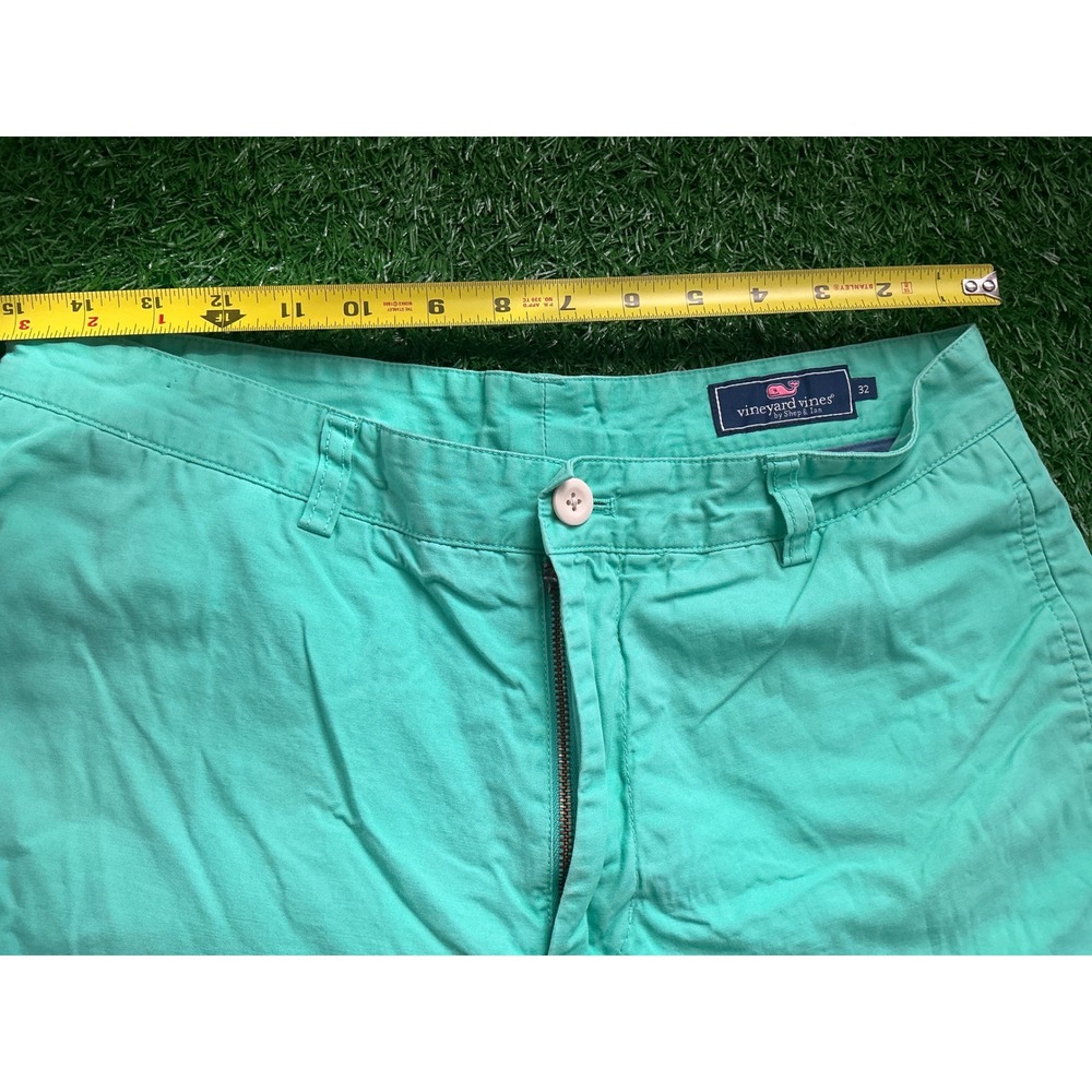 Vineyard Vines Mens 32 Breaker Shorts Seafoam Green Cotton Canvas Flat Front 9"